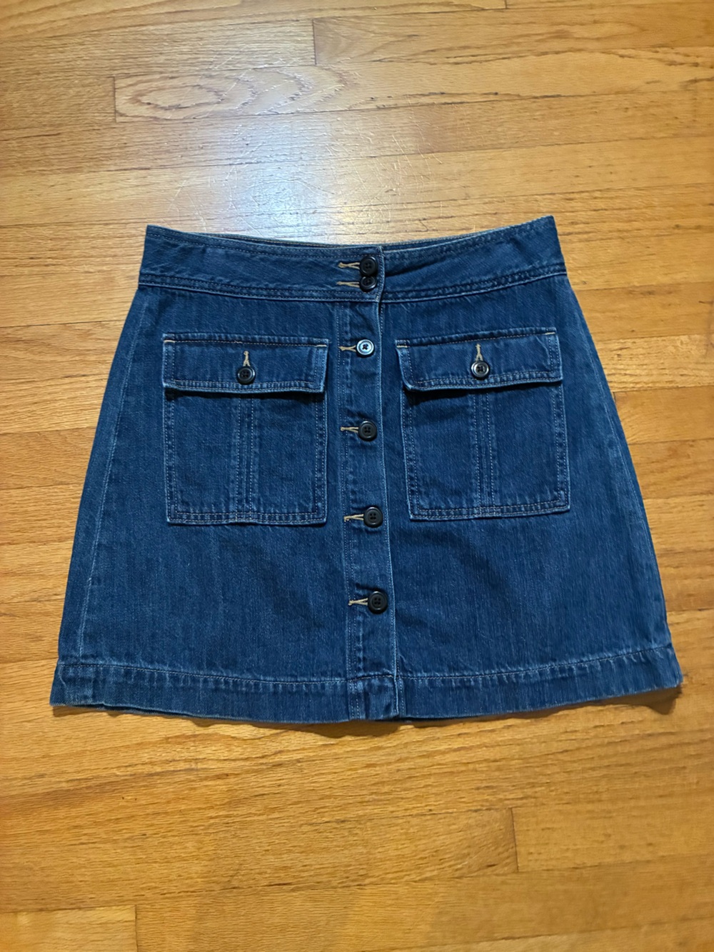 GAP Dark Blue Button-Front Mini Denim Skirt